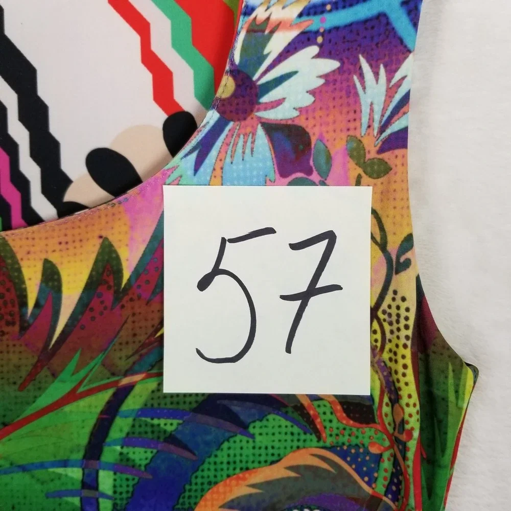 Nally & Millie Reversible Shift Dress Womens Medium Multicolor Floral Geometric